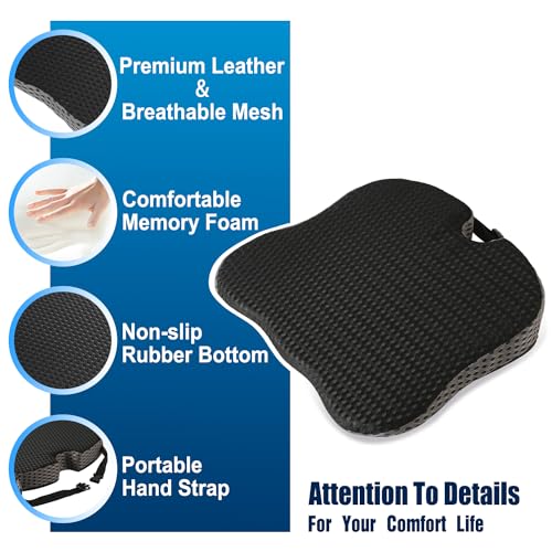 Hapiclody BLACK CAR SEAT CUSHION Car Seat Cushion For Driving,Office Chair Cushions Non-Slip Sciatica & Lower Back Tailbone Chair Pillow Pad,Memory Foam Seat Cushion thumb #3