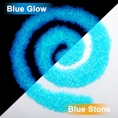 Image of Landical 40000 Pcs 3-5mm Glow in The Dark Rocks Pebbles for Fish Tank Sand Aquarium Luminous Gravel Bulk Craft Landscaping Glow Stone for Potted Succulent Decor Fairy Garden, 2.2 Lb / 1 kg(Light Blue)