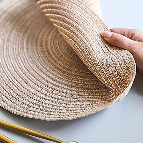 12PCs Round Woven Placemats,Table Place Mats and Coasters Sets - Non slipHeat Resistant Washable Tableware Round Dining Table Mats - Image 5