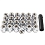Wheel Accessories Parts Set of 24 14x1.5 Lug Nuts Spline Chrome Bulge Acorn Open End Small Diameter 1.00' Long for Truck M14x1.5 Thread Wheel Lug Nut Full Set with Key