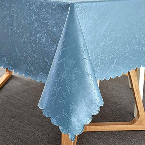 Image of Romanstile Waterproof Vinyl Tablecloth Rectangle, 54 x 78 Inch, Flower Blue