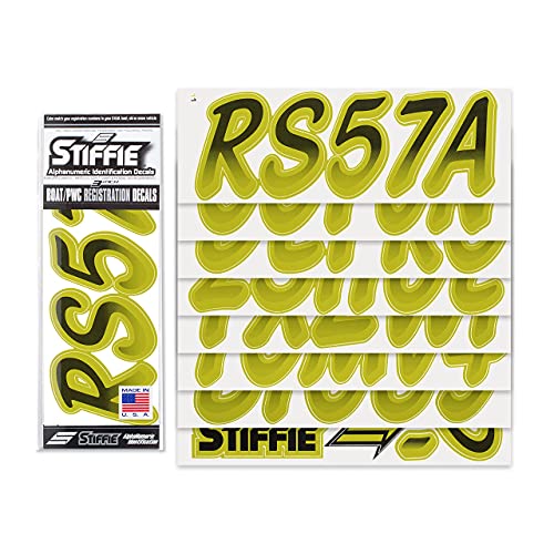 Image of STIFFIE Whipline Black /Jade 3 inch Boat & PWC Registration Decals • Numbers Letters Stickers