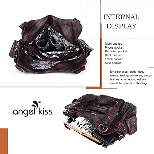 Image of Angel Kiss Hobo Handbags for Women Soft PU Leather Shoulder Handbags Ladies Purses