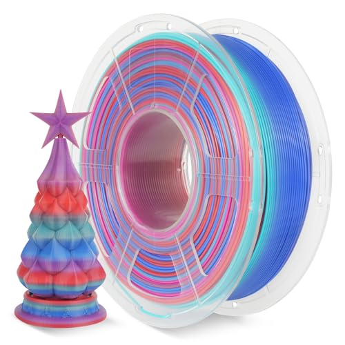 Image of SUNLU PLA Rainbow Filament, Multicolor 3D Printer Filament, Smooth Color Change, Color Change Each 8 Meters, Suitable for Christmas Decoration, 1kg 330 Meters, PLA Rainbow (Red-Cyan-Blue-Purple)