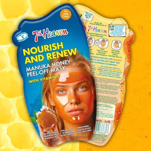 7th Heaven Manuka Honey Peel Off Face Mask with Vitamin E, Pack of 6 - Nourish and Renew - All Skin Types - Image 7