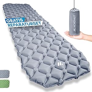 NORDMUT® Isomatte Camping Matratze [mit Reparaturset] Isomatte Outdoor Luftmatratze | Isomatte Ultraleicht für Wandern…