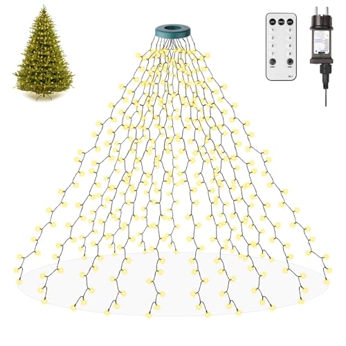 sylvwin 2M Weihnachtsbaum Beleuchtung mit 16 Girlanden,400 LED...
