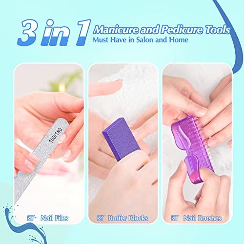 Nail Files And Buffers, Morgles Professional Manicure Tools 6Pcs Rectangular Nail Buffer Blocks 6Pcs 100/180 Grit Nail File 2Pcs Brush For Natural Acrylic Nails #TOP2