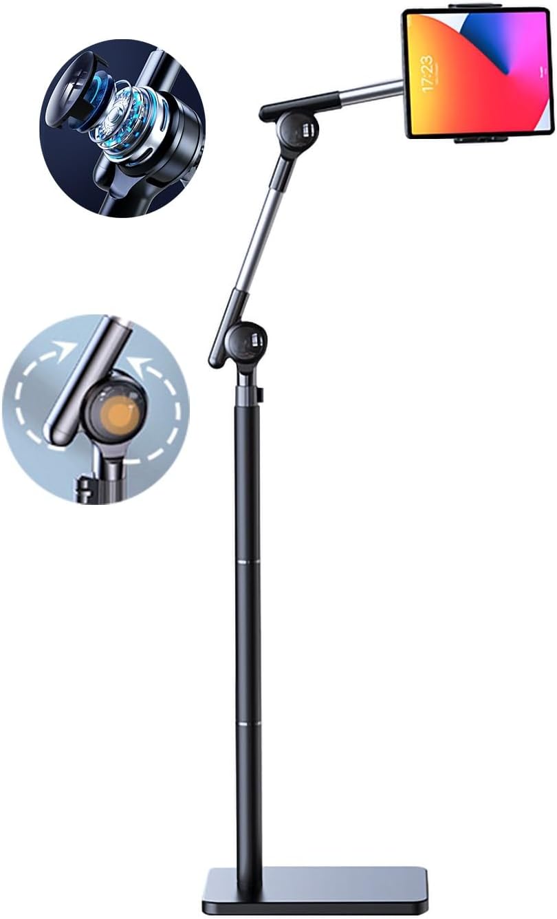 BRITUMS Mobile Phone Or Tablet Floor Stand, Anti Shake, Carbon Steel Telescopic Stand, Suitable For IPad/IPhoneX/IPad Pro Or Other 4-13 Inch Mobile Phones/Tablets/SWITCH