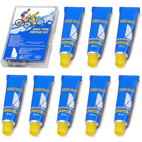 Beanewone Tire Repair Glue 8 PCS Rubber Cement Tire Glue High-Strength Vulcanizing Cement for Tire Patches - 6ml Tube (Refills)