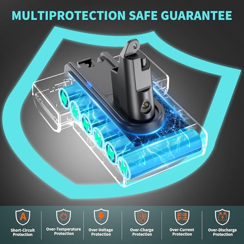 Image of Premium 21.6V 8.0Ah V6 Battery Replacement Compatible with Dyson V6 Vacuum, Upgraded Li-ion Battery DC58 DC59 DC61 DC62 SV03 SV04 SV05 SV09 for V6 Absolute Animal Motorhead Handheld Cleaner