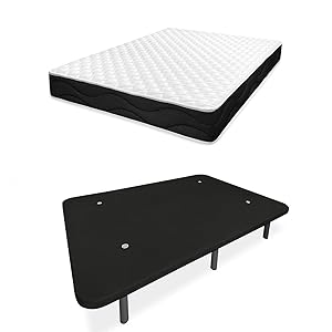 amuéblate online - Cama Completa con Colchón Viscoelástico Venus + Base Tapizada Reforzada con 6 Patas Roscadas, 90 x 190, Negro
