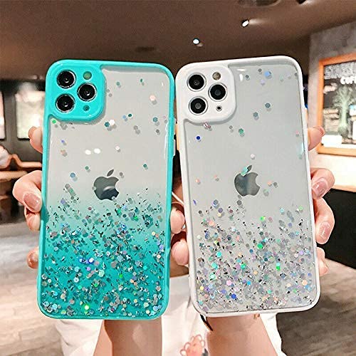 Image of DIZORO Compatible with iPhone 14 Pro Max Case 6.7 inch, Non Moving Glitter Cover for Girls & Women Soft TPU Shockproof Anti Scratch Drop Protection Cover|Mint Green