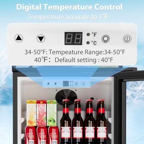 Image of Electactic 6 Cu.Ft Commercial Beverage Refrigerators, Freestanding Display Cooler with Smart Temperature Control, Double-Tempered Glass Door, Display Fridge for Bar, Office, Restaurant, Outdoor