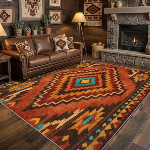Tapis Navajo Phtbz rouille orange 6x8 pi