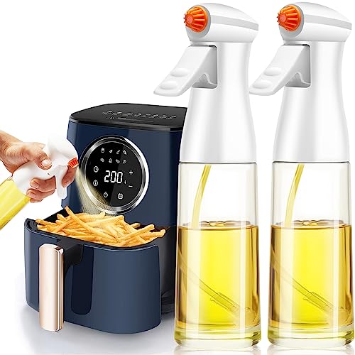 HXJV Olive Oil Sprayer for Cooking, 2 Pack Glass Oil Spray Bottles Set