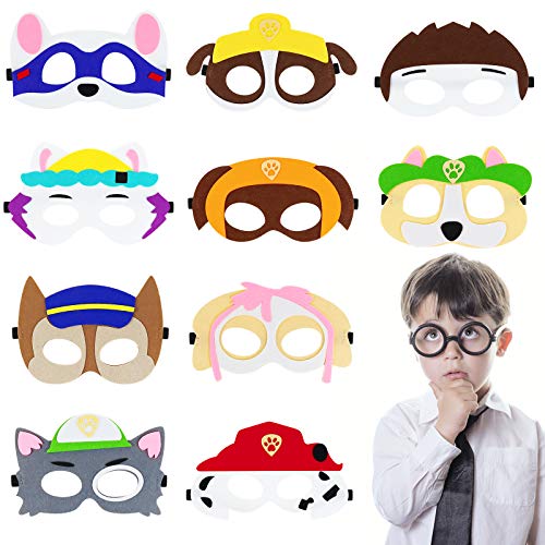Lunriwis Puppy Party Masken Paw Dog Patrol Spielzeug 10 Stück Kinder Cosplay Masken Geburtstag Augenmaske Cosplay Party Masken Cover