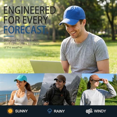 Image of Mens Waterproof Baseball Cap Womens Rain Hat Quick Dry Running Hat with Sweatband Outdoor Golf Breathable Sports Cap