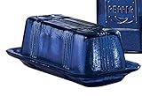 Miles Kimball Cobalt Blue Depression Style Glass Butter Dish