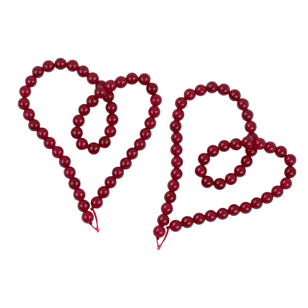SNAPPSY 2pcs Natural Smooth Red Jade Gemstone Round Loose Beads Strand 15'' DIY-image-48