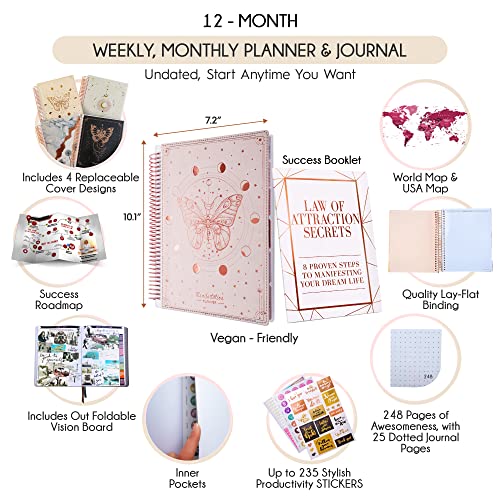 Manifestation Planner - Undated Deluxe Weekly & Monthly Life Planner To Achieve Your Goals. A 12 Month Journey To Increase Productivity, Organizer & Gratitude Journal And Stickers #TOP1