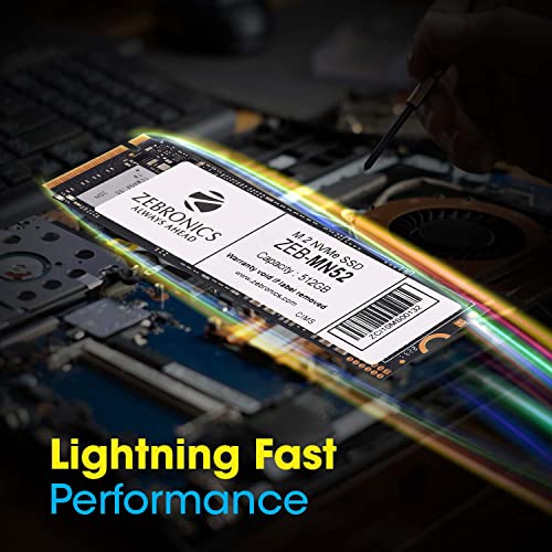 Image of ZEBRONICS MN52 m.2 NVMe (2280) SSD with 512GB Capacity, 1900MB /s Read, 1100MB /s Write, Ultra Low Power, Faster Performance, Silent Operation and S.M.A.R.T. Feature