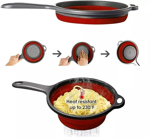 Colander Strainer Collapsible 3 Sets With Expendable Handles, Square Collapsible Colander, Strainer With Long Handle #TOP4