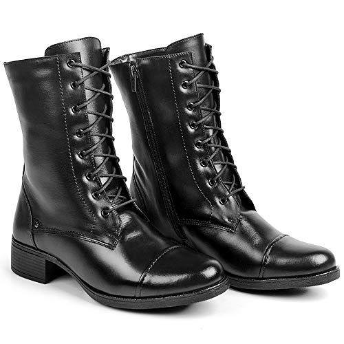 Bota Coturno Feminino Bigioni Cano Alto de Amarrar Preto Cor:Preto;Tamanho:35;Gênero:Feminino