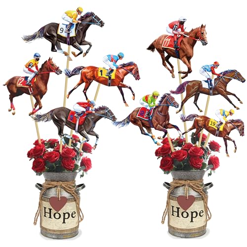 Horse Racing Centerpiece Sticks 17 Pieces Horse Race Party Table Toppers Derby Day Decorations Racehorse Party Supplies for Run for The Roses Racing Birthday Party Decor