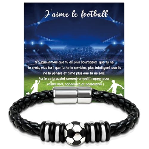 BOYATONG Bracelet Garcon, Foot Cadeau Ado Garçon 5 6 7 8 9 10 11 12 13 14 15 16 17 Ans, Cadeau pour Paques, Communion, Confirmation