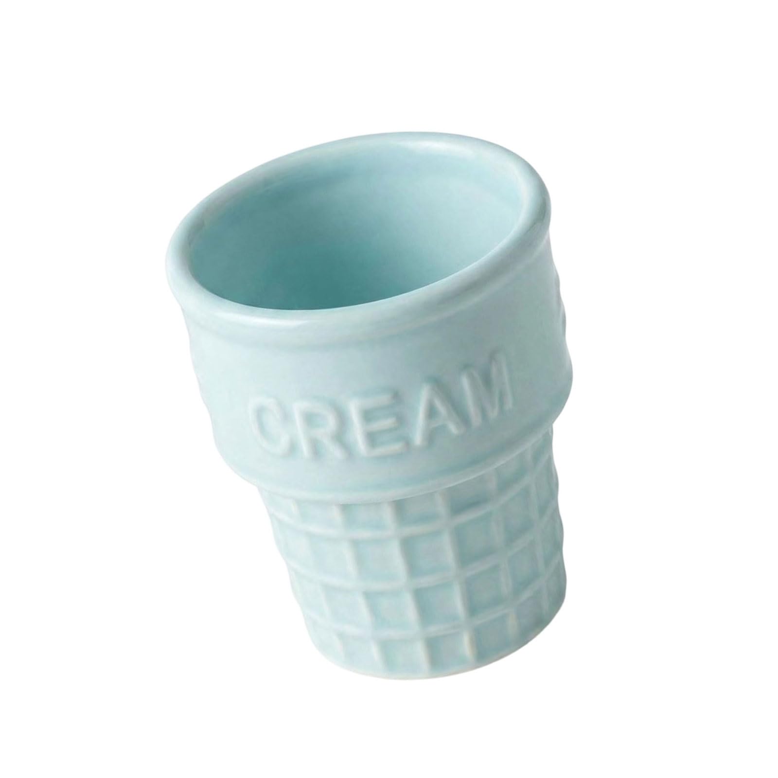 Qisuw Ceramic Ice Cream Bowl Fun Cone Shape Sundae Dessert Container Perfect for Candy Fruit and Yogurts Creative Kitchen Accessories