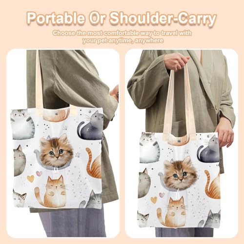 Bolsa de hombro de lona para mascotas que reduce el estrés del viaje con asomado 7
