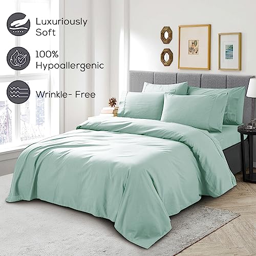 Mueller UltraTemp 6 PC Queen Sheet Set - Ultra-Soft Luxury Series, Cooling & Breathable Hotel Luxury Bed Sheets, Deep Pocket Wrinkle-Free Oeko-TEX, Light Teal