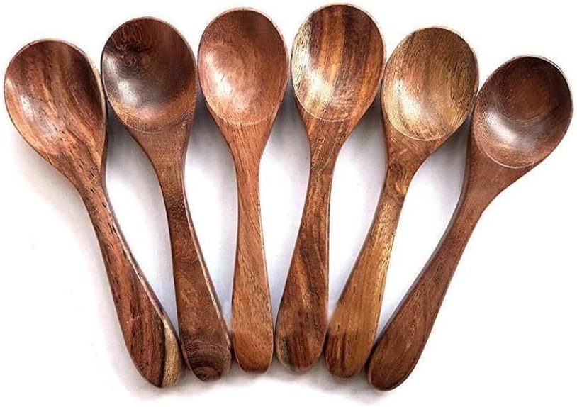 Raja handicraft Sisam Wooden Masala Spoon - Set Of 6 (Table Spoon Size)