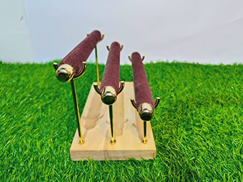 Image of Wooden Bangle Stand Gold Metal Chrome Finished Wooden Jewellery Display Stand