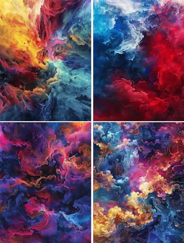 Diamond Painting Nuage 30x40cm - Kit de 4 Tableaux de Broderie Diamant 5D complet pour Adultes