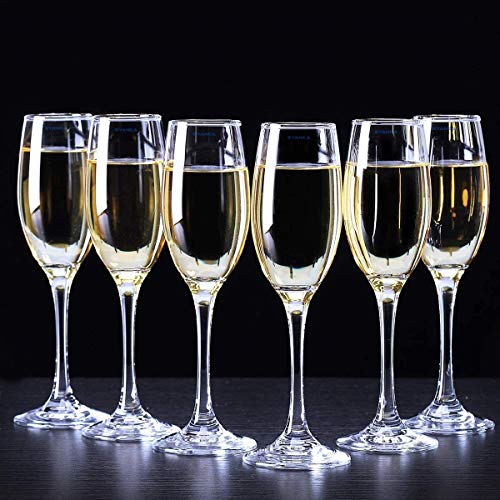 Image of SYANKA Italian Premium Champagne Flutes Wine Glasses Set of 8 Ideal for White or Red Wine Glass, Crystal Clear, 170 ML
