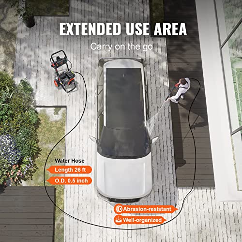Image of VEVOR Gas Powered Pressure Washer 3400 PSI 2.6 GPM, with Spray Gun and Extension Wand, 5 Quick Connect Nozzles, Copper Pump