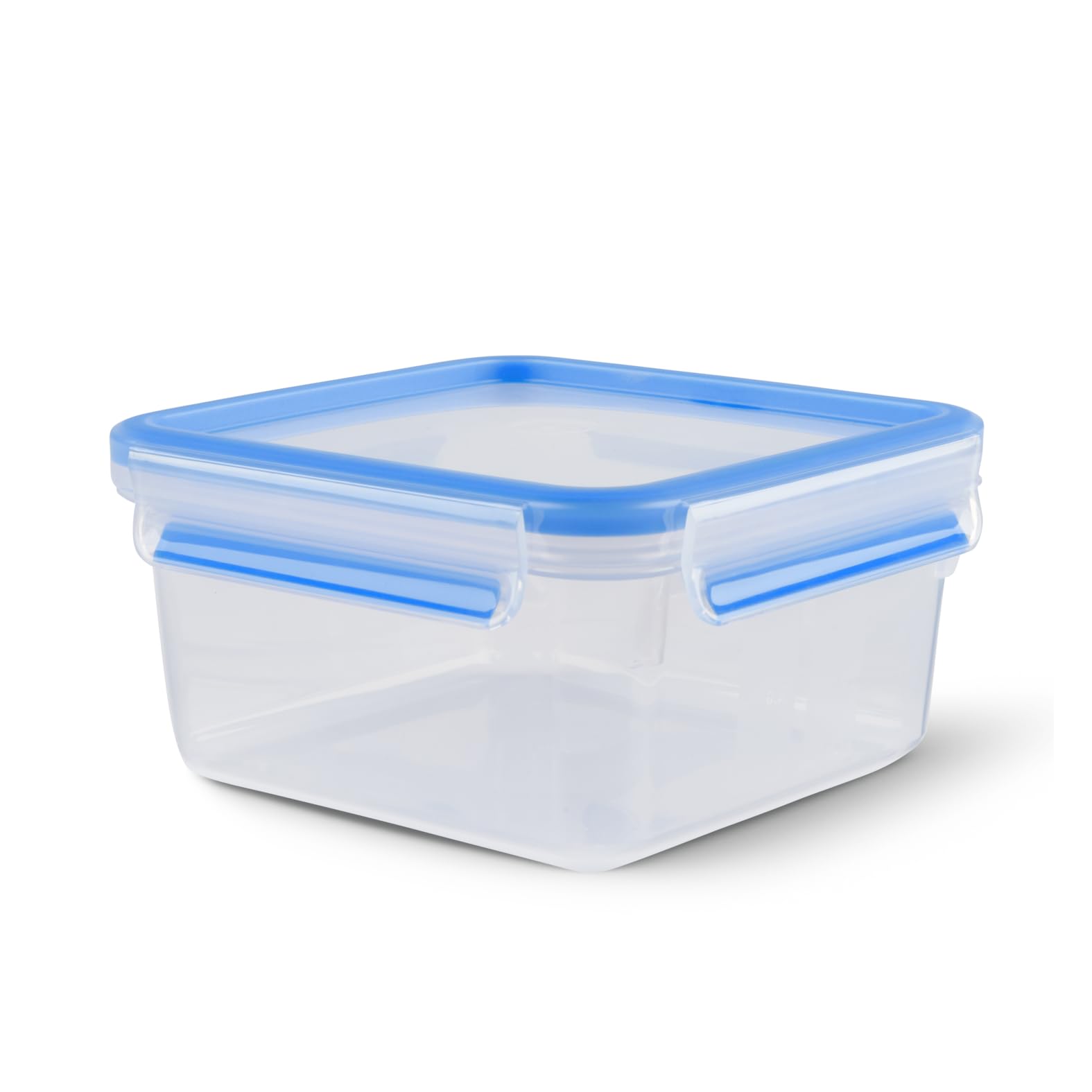 EMSA Clip & Close Frischhaltedose, quadratisch, 1,3 L, Aufbewahrungsbox, 100 Prozent dicht, spülmaschinen-, gefrier-, mikrowellenfest, Transparent, Blau, Made in Germany, N10113