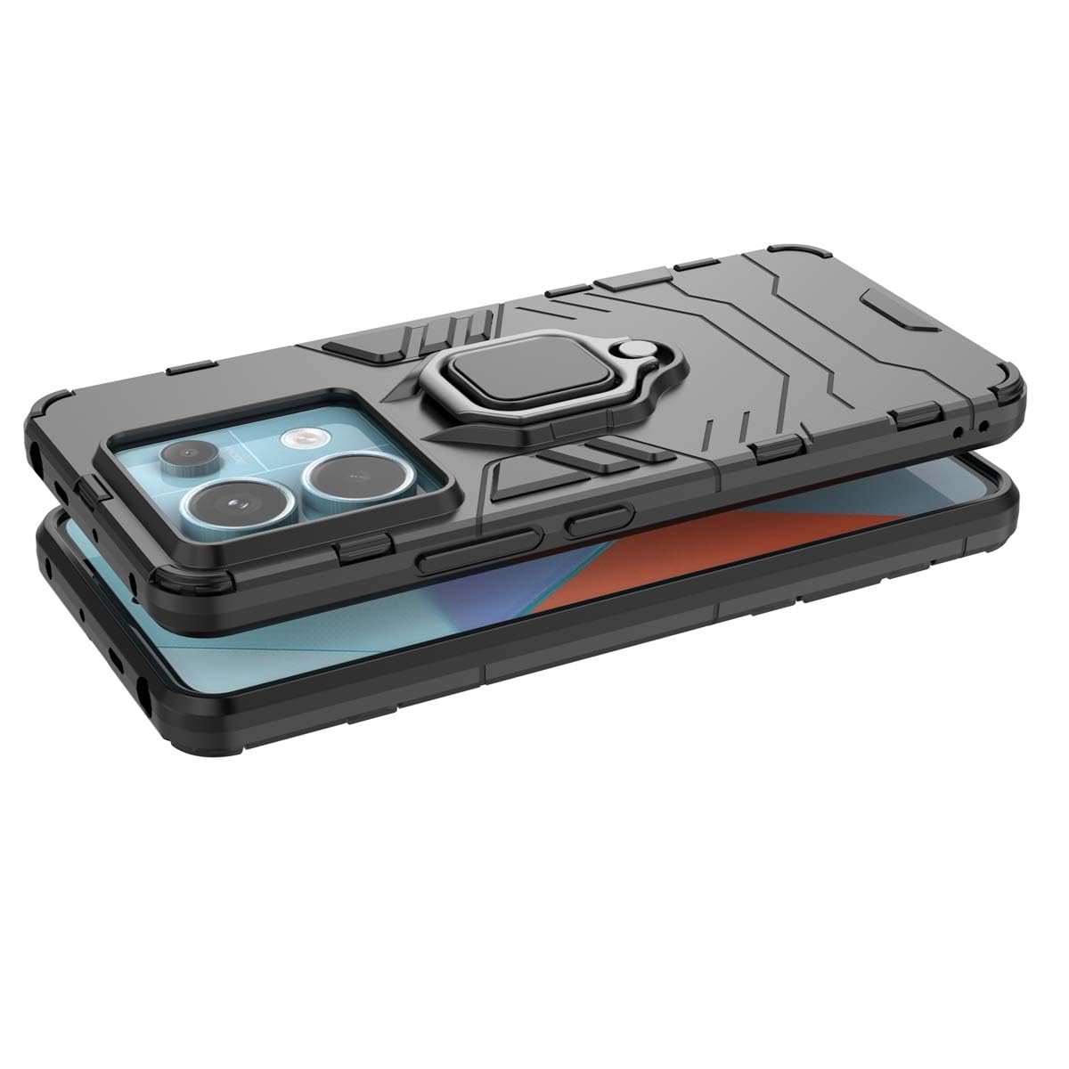 PEIYE Cover Per Xiaomi Poco X6 Pro – Custodia Con Anello 360° E Supporto Magnetico (Nero, Antiurto)