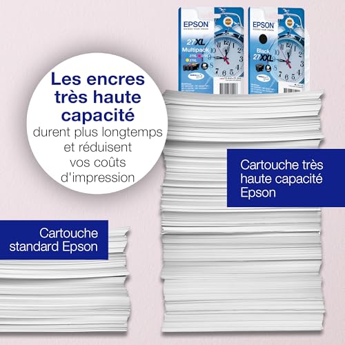 Epson Multipack 27 Réveil, Cartouches d'encre d'origine, 3 couleurs: Cyan, Magenta, Jaune, WF-3620DWF WF-3640DTWF WF-7110DTW WF-7210DTW WF-7710DWF WF-7715DWF WF-7720DTWF WF-7610DWF