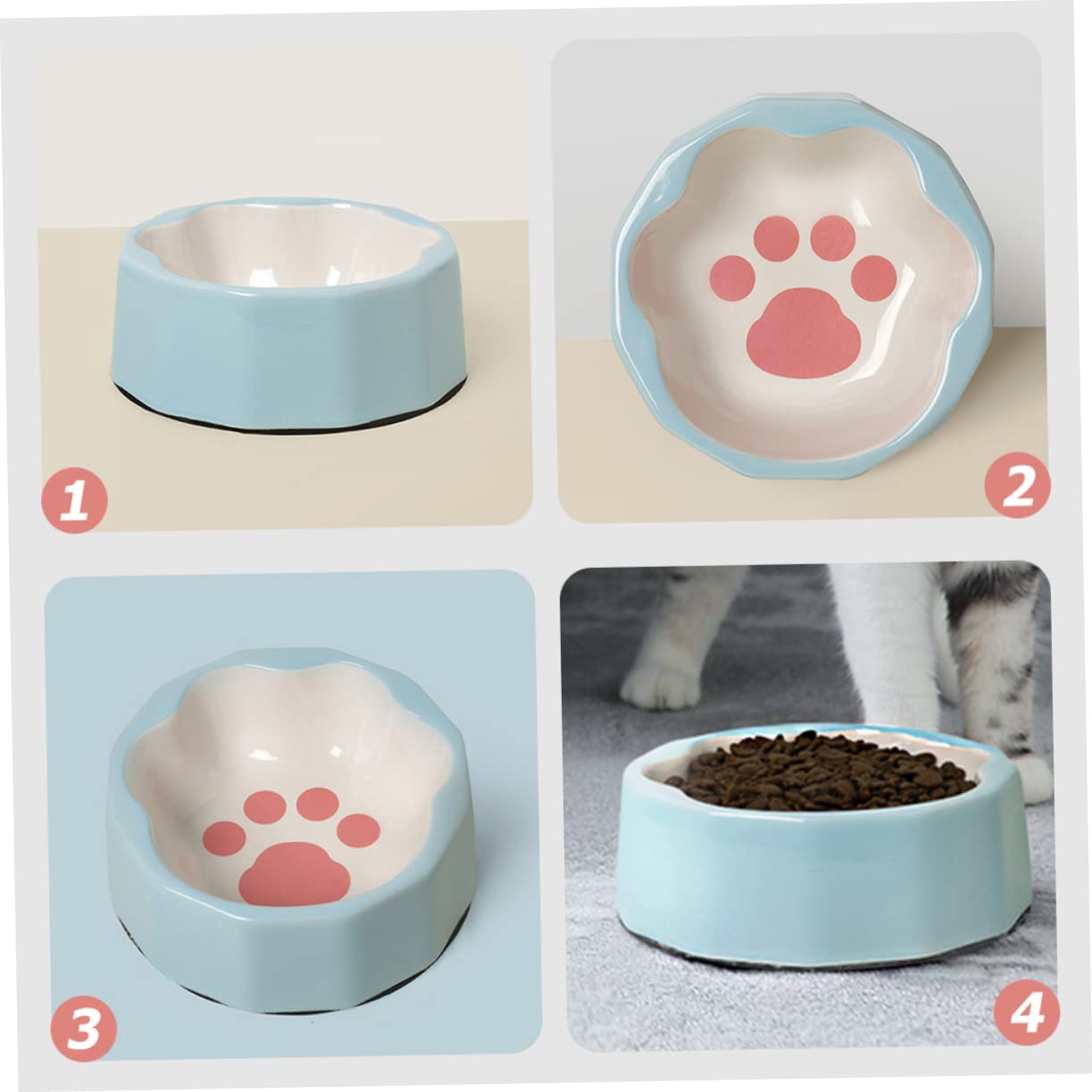 GRIRIW Tilted Ceramic Pet Bowl Slanted Cat Dish with Sturdy Base Elegant Design for Easy Cleaning for Cats and Dogs Pet Feeding