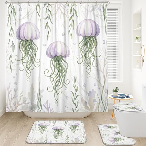 Ensemble rideaux de douche et tapis de bain polyester imperméable 183x183cm - 3