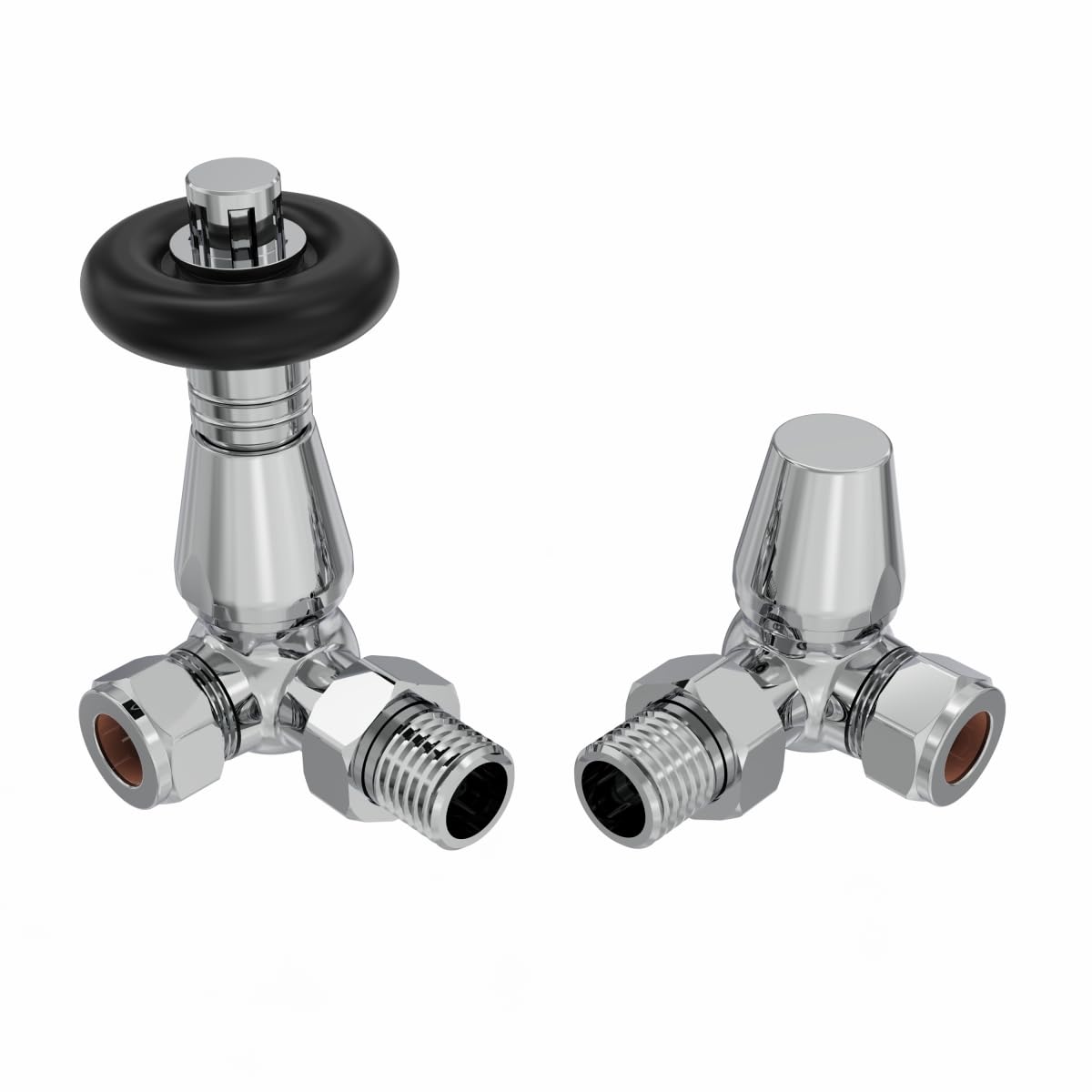 Warmehaus Chrome 15Mm Traditional Trv Thermostatic Corner Radiator Valve With Lockshield Valve