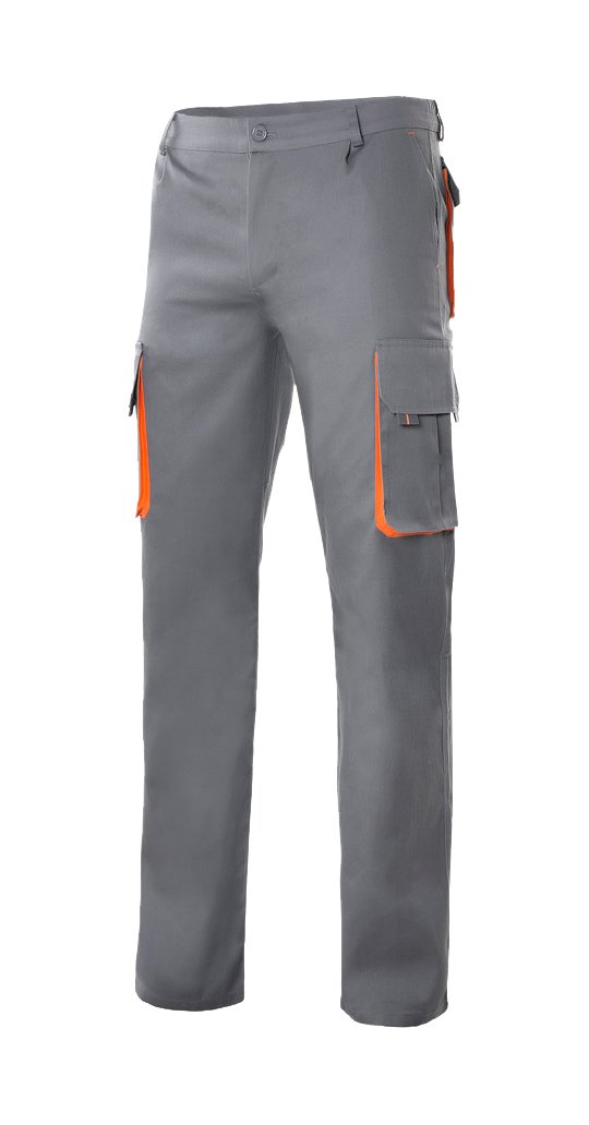 VELILLA Velilla 103004, Pantalón bicolor multibolsillos, color gris y naranja, Talla 44