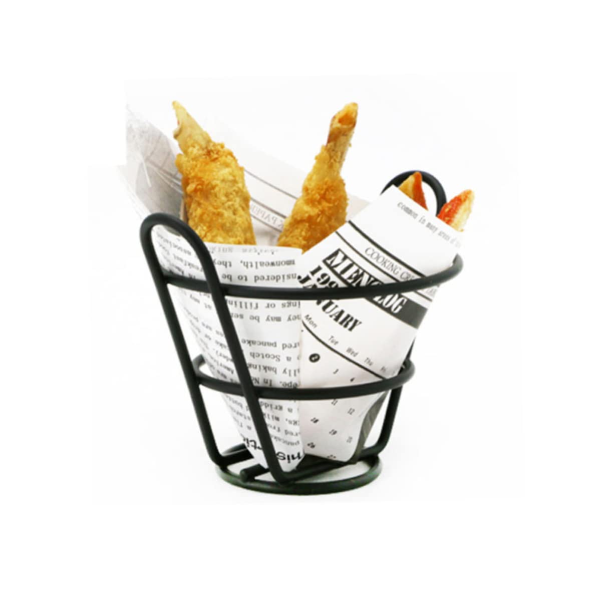 FONDOTIN 1pc French Fry Stand Holder French Fries Holder French Fries Basket Fries Stand Restaurant Trays Serving Utensil Holder Utility Racks Display Rack French Fry Holder with for Black