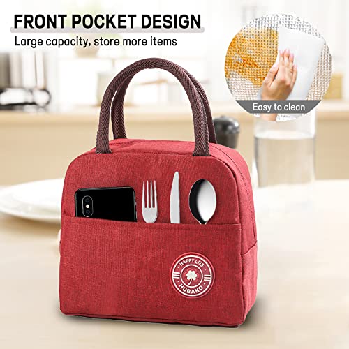 Hubako Small Portable Cute Lunch Bag For Kids, Mini Insulated Children Lunch Box Reusable Student Lunch Tote Bag With Front Pocket For Boys Girls, Durable Lunchbag For School Picnic Office Work (Red) #TOP3