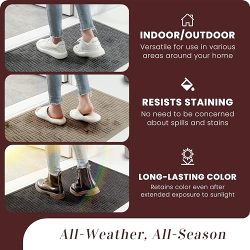 image for Mibao Front Door Mat Indoor Outdoor Entrance, Dirt Trapping Waterproof