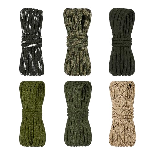 Jiujuda9 Confezione da 6 corde in nylon paracord multicolore | 10 m per rotolo | design resistente a 7 fili per campeggio all'aperto, accessori per animali domestici e artigianato fai da te, capacità