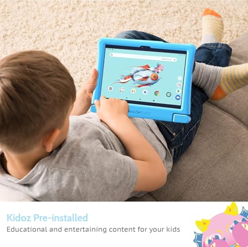 Image of Dragon Touch Kids Tablet 10 inch IPS HD Display Android Tablets with 32GB Storage, 2GB RAM, Quad Core Processor, KIDOZ Pre-Installed, Kid-Proof Case, Shoulder Strap and Stylus, WiFi Only - Pink